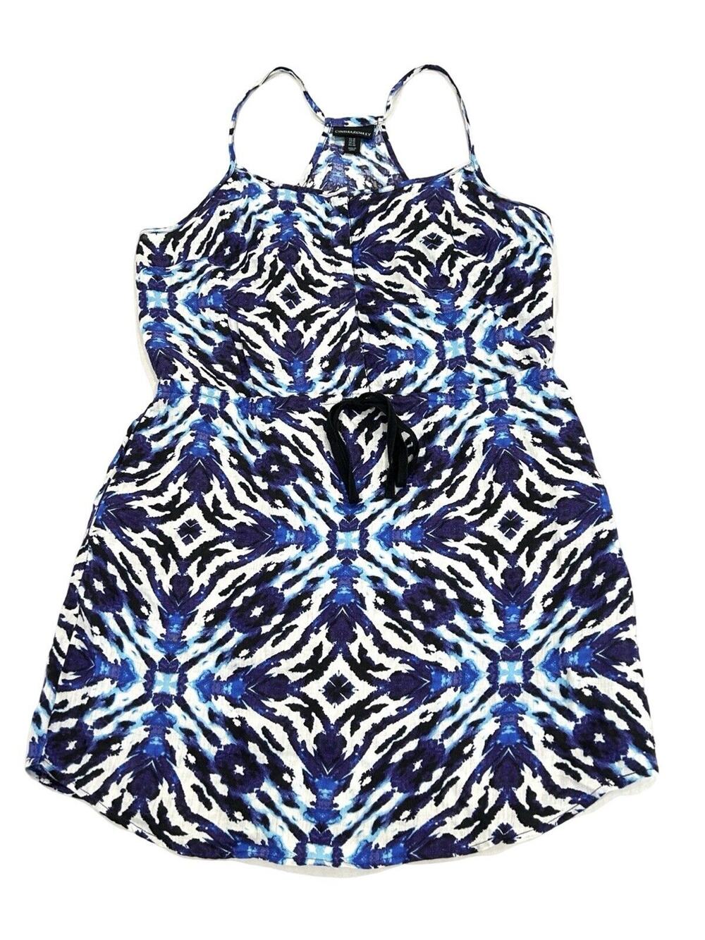 Cynthia Rowley Linen Sundress Womens Size 10 Blue Tie Dye Sleeveless